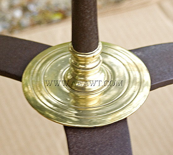 Brass and Wrought Iron Floor Candle Stand, Massachusetts
18th Century, plate detail